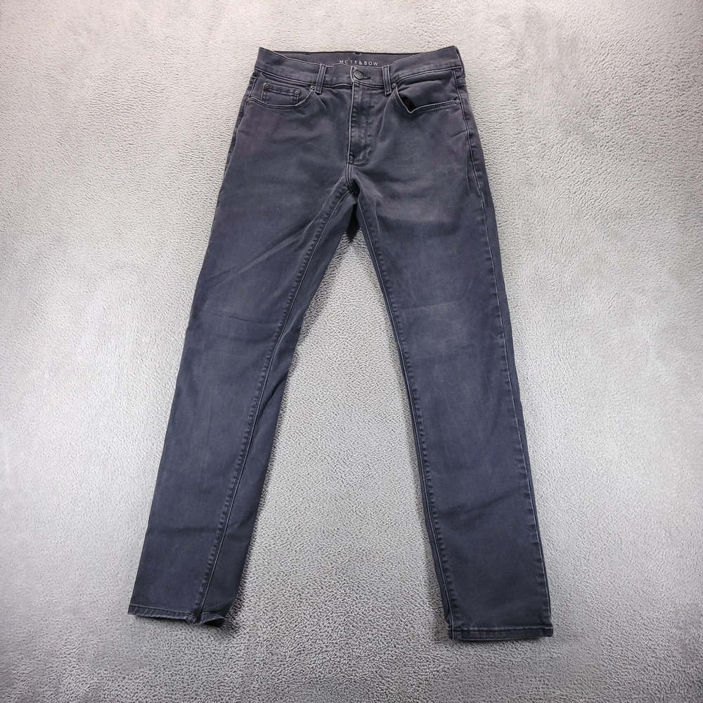 Mott & Bow Jeans Mens 31x32 Gray Slim Tapered Charcoal Wash Stretch Denim